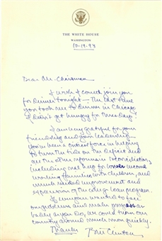 1993 President Bill Clinton Signed Handwritten Letter Dated 10/19/1993 On White House Stationery (JSA) 